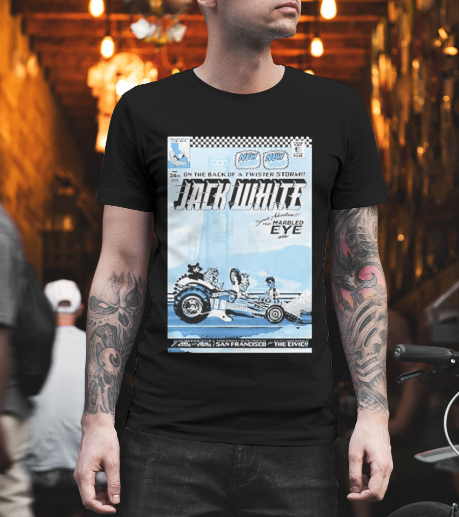 Jack White Twister Storm SF Comic Book Adventure Featuring Marbled Eye San Francisco The Civic T-Shirt