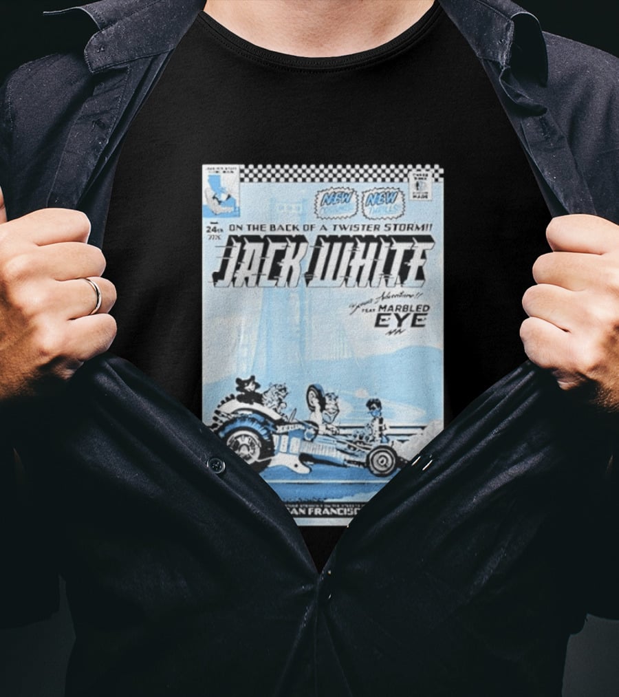 Jack White Twister Storm SF Comic Book Adventure Featuring Marbled Eye San Francisco The Civic T-Shirt