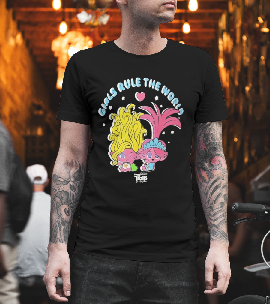 DreamWorks Trolls Band Together Girls Rule The World Bright Colorful T-Shirt
