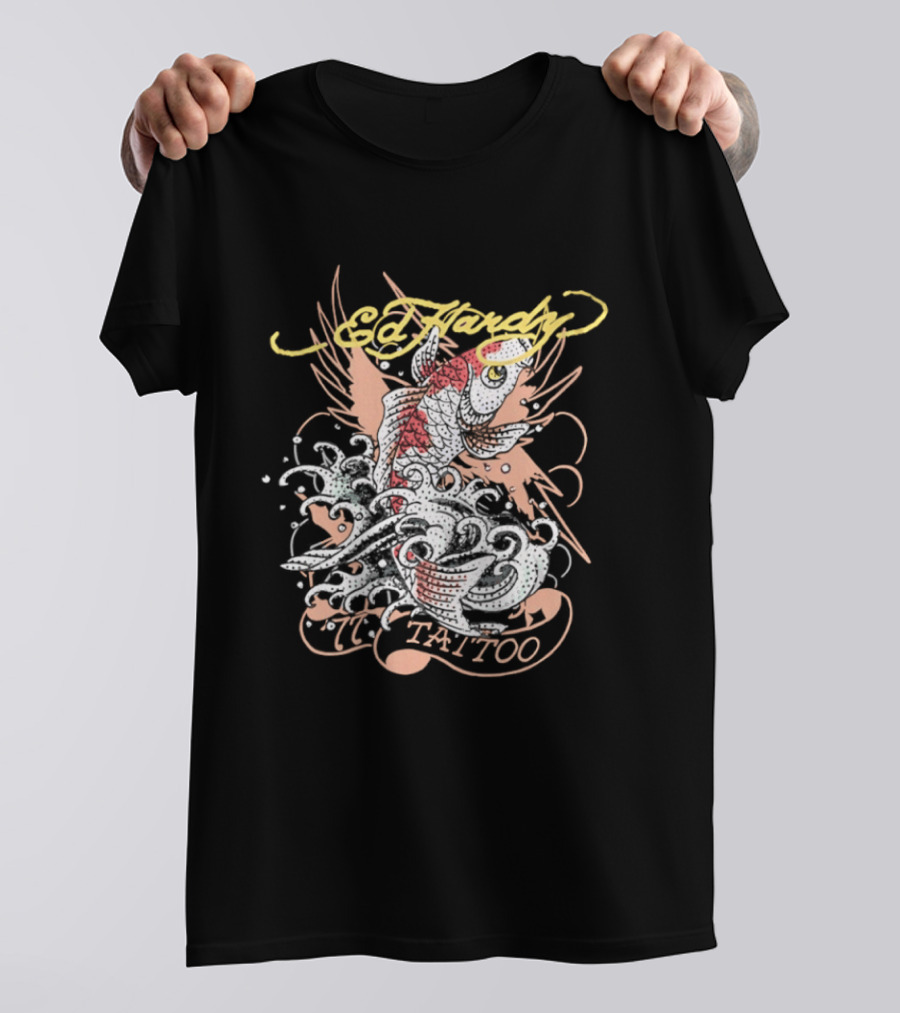 Ed Hardy 77 Tattoo Koi Fish Y2K Fashion T-Shirt