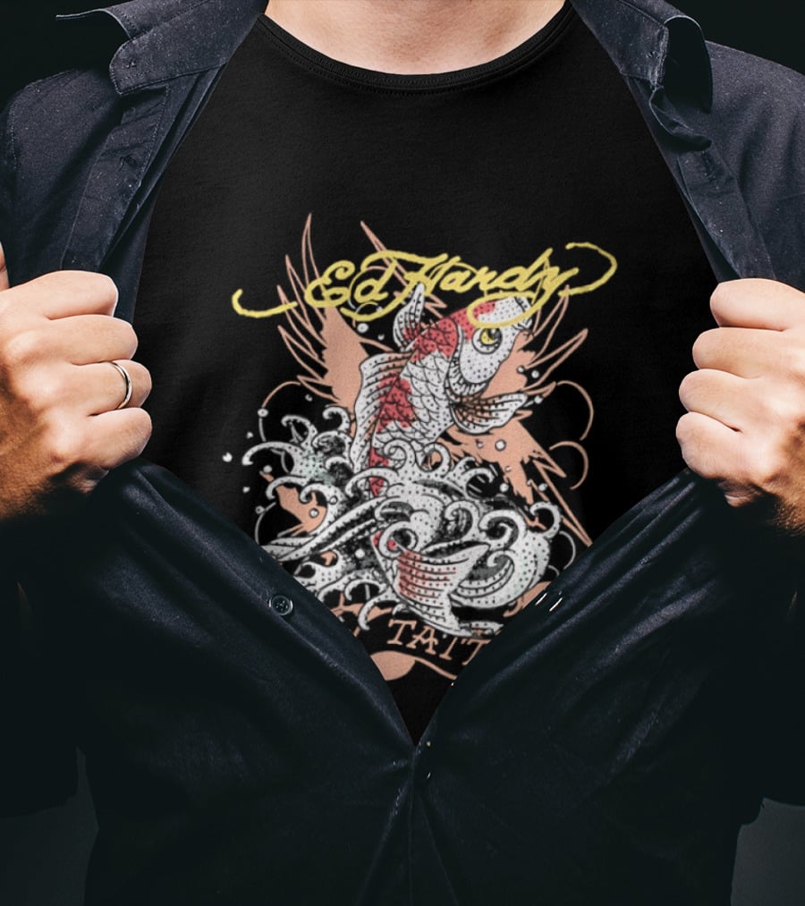 Ed Hardy 77 Tattoo Koi Fish Y2K Fashion T-Shirt