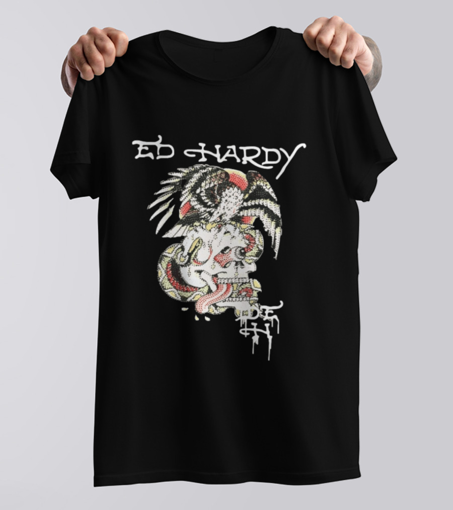 Ed Hardy Skull Eagle Rhinestone Y2K Fashion T-Shirt
