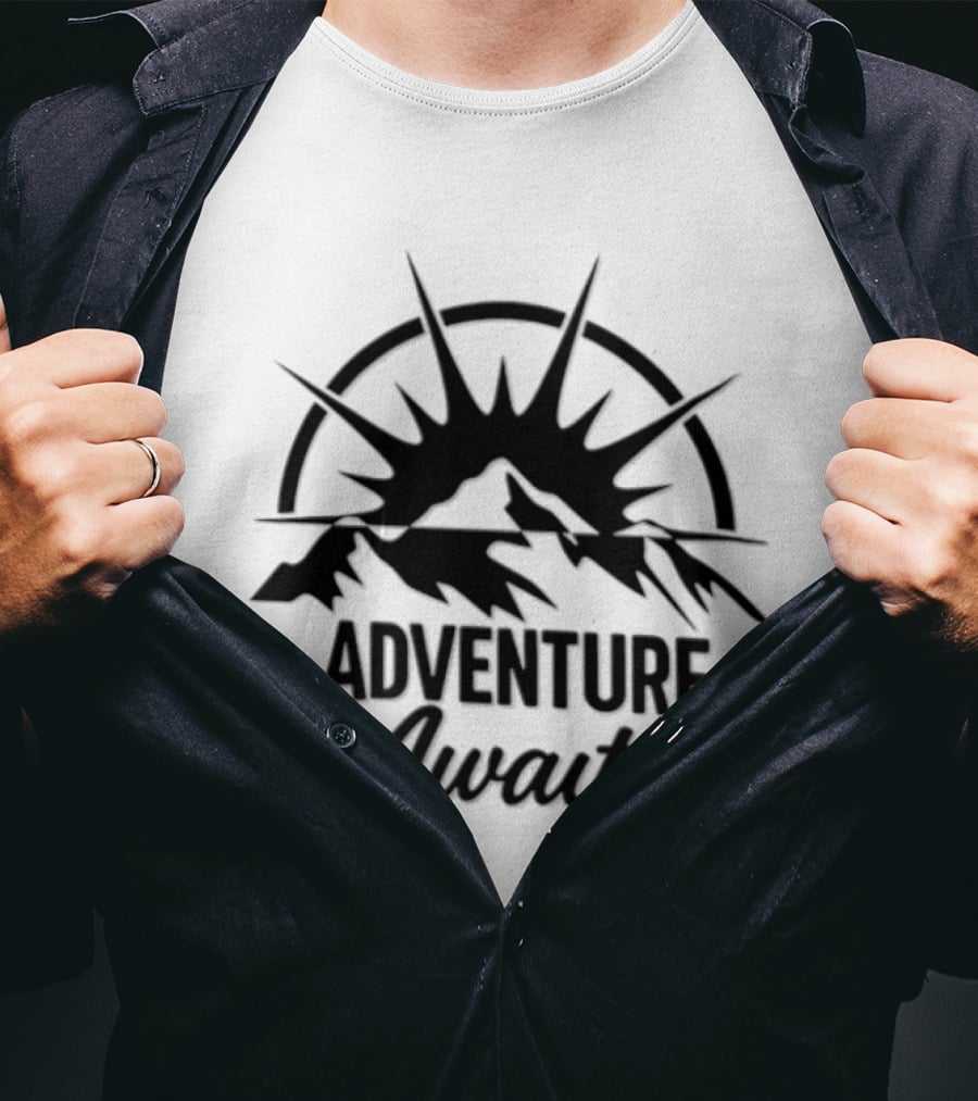 Adventure Awaits Mountain Sunset Vinyl Decal T-Shirt