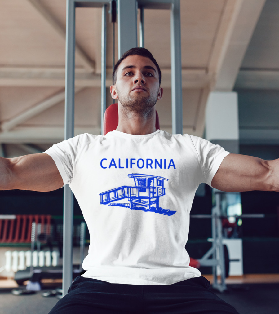California Beach Sketch Lifeguard Tower T-Shirt