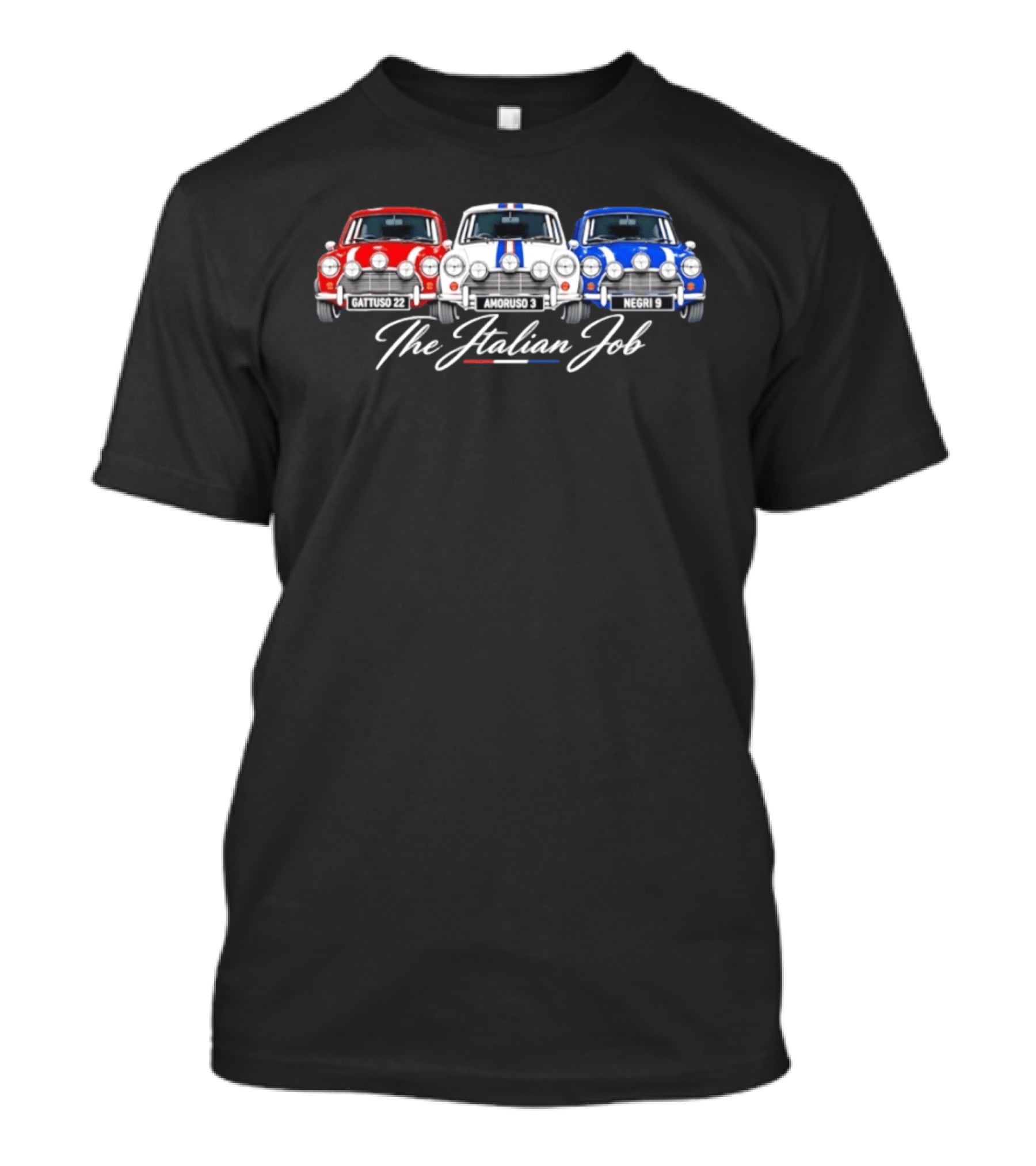 The Italian Job Gattuso 22 Amoruso 3 Negri 9 Mini Cooper Racing T-Shirt