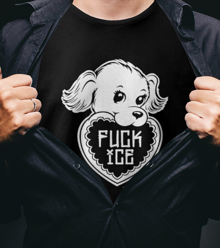 Fuck Ice Puppy Heart Protest Activism Dog T-Shirt