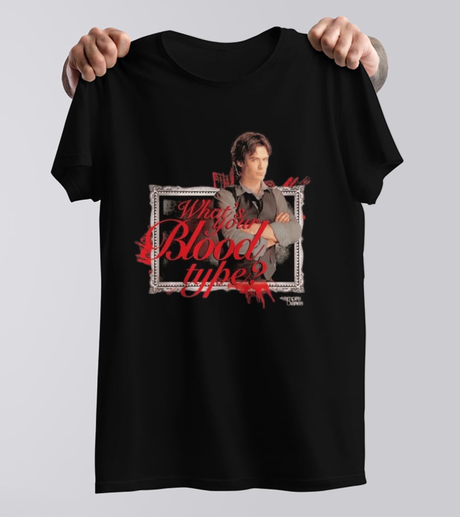 The Vampire Diaries Damon Salvatore What's Your Blood Type Framed T-Shirt