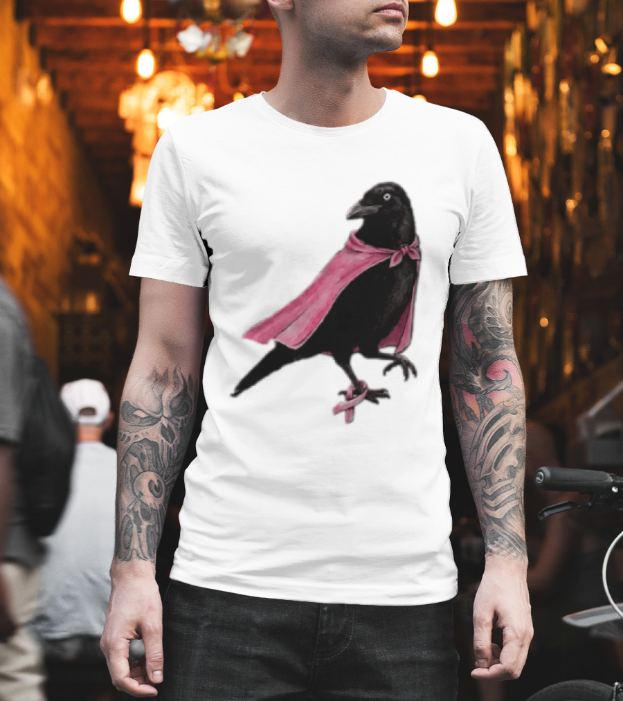 Breast Cancer Awareness Month Pink Ribbon Crow We Wear Pink In October T-Shirt