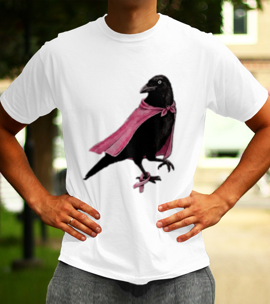 Breast Cancer Awareness Month Pink Ribbon Crow We Wear Pink In October T-Shirt