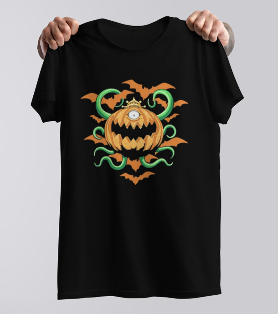 Pumpking The King Of Ghosts Halloween Jack O' Lantern Bat Wreath T-Shirt