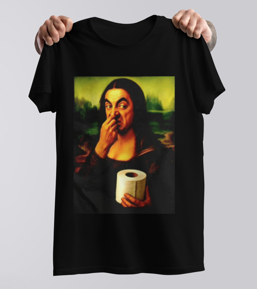Rowan Atkinson Mona Lisa Nose Picking Toilet Roll Holding T-Shirt