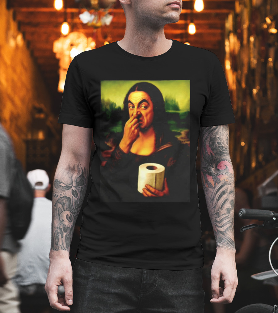 Rowan Atkinson Mona Lisa Nose Picking Toilet Roll Holding T-Shirt