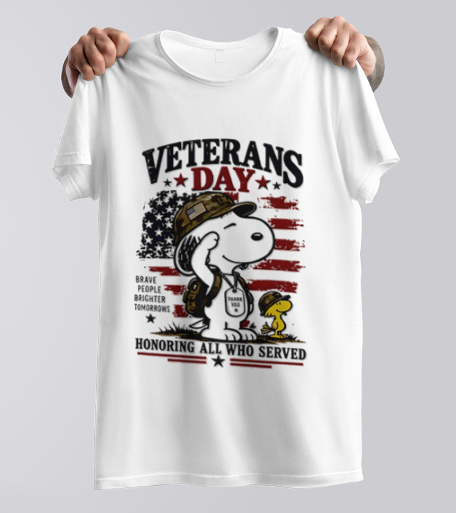 Snoopy Woodstock Veterans Day Some Gave All Peanuts Always Remember T-Shirt
