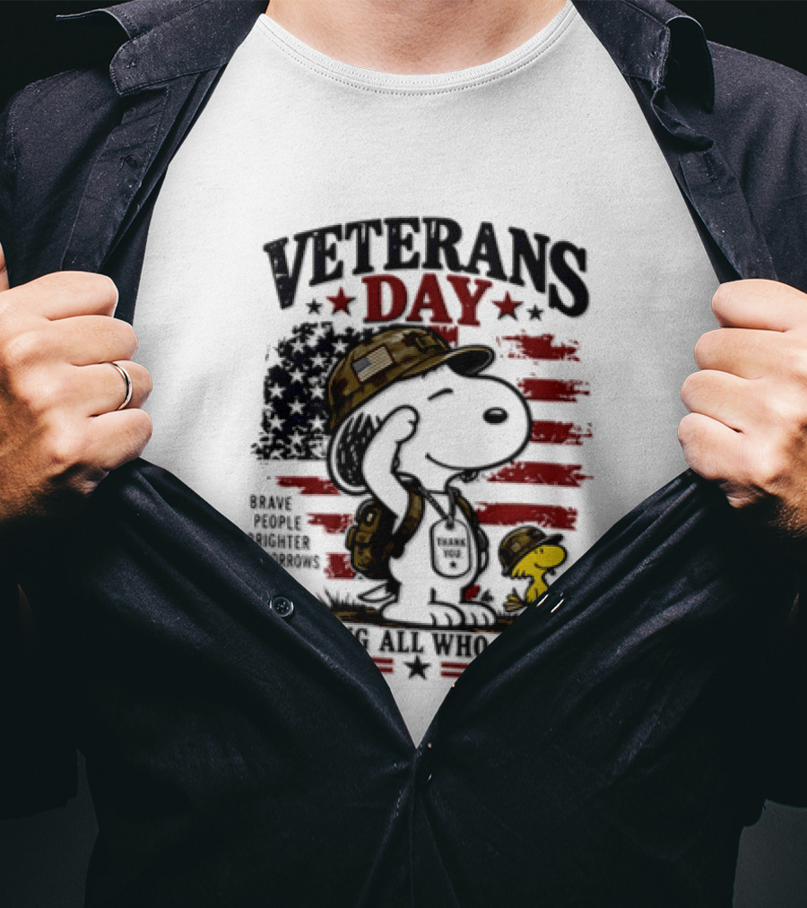 Snoopy Woodstock Veterans Day Some Gave All Peanuts Always Remember T-Shirt