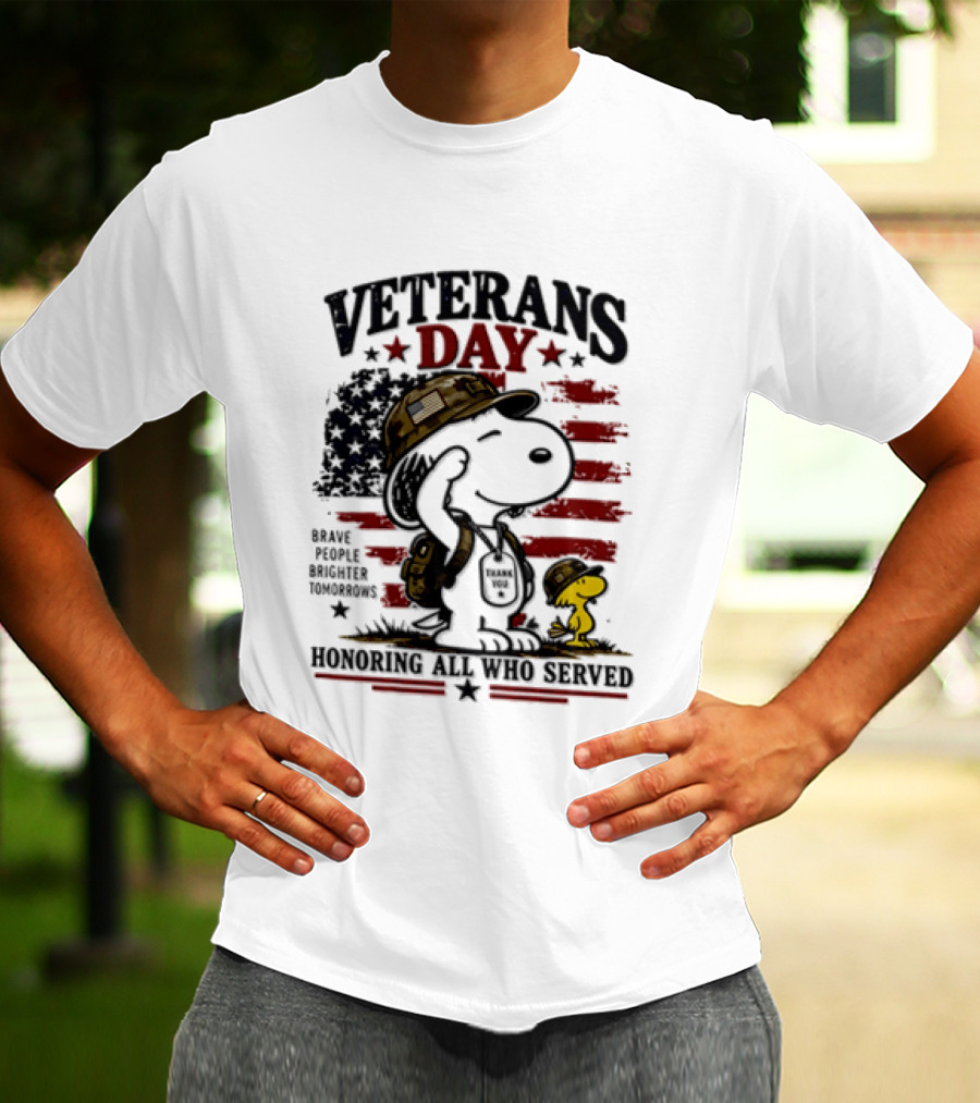 Snoopy Woodstock Veterans Day Some Gave All Peanuts Always Remember T-Shirt
