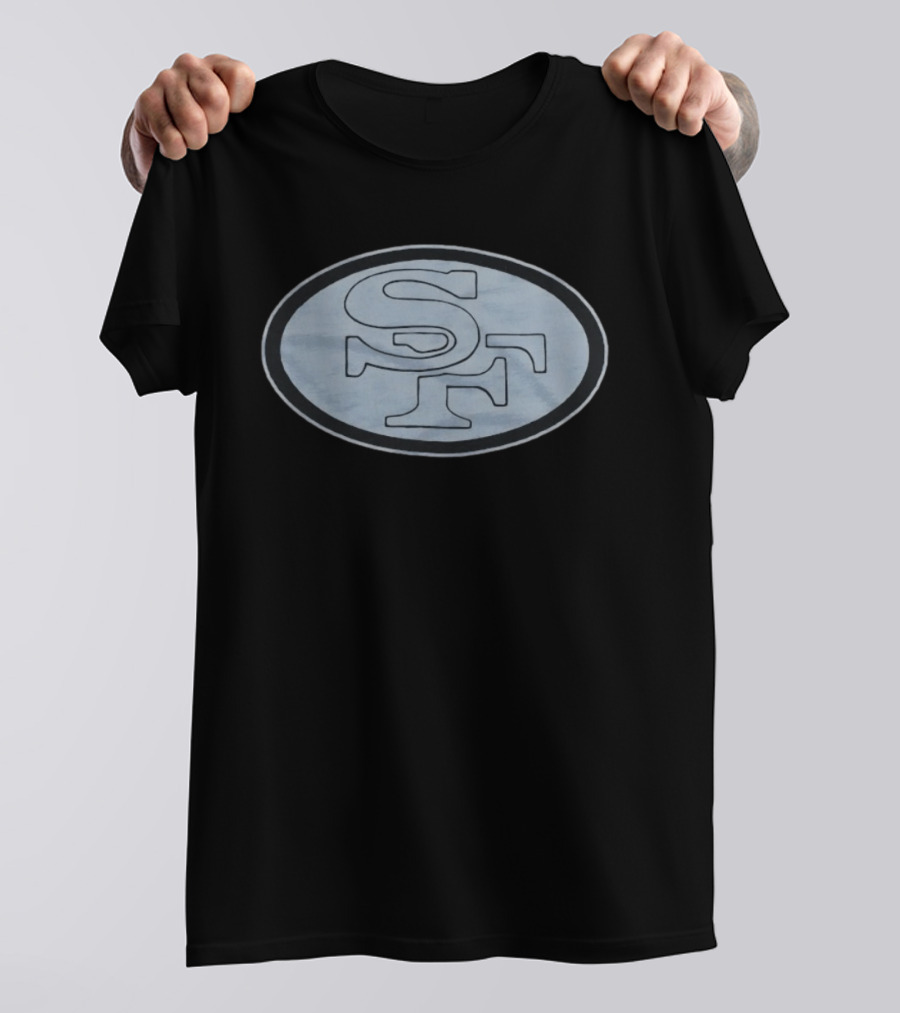 San Francisco 49ers SF Black Football Oval T-Shirt