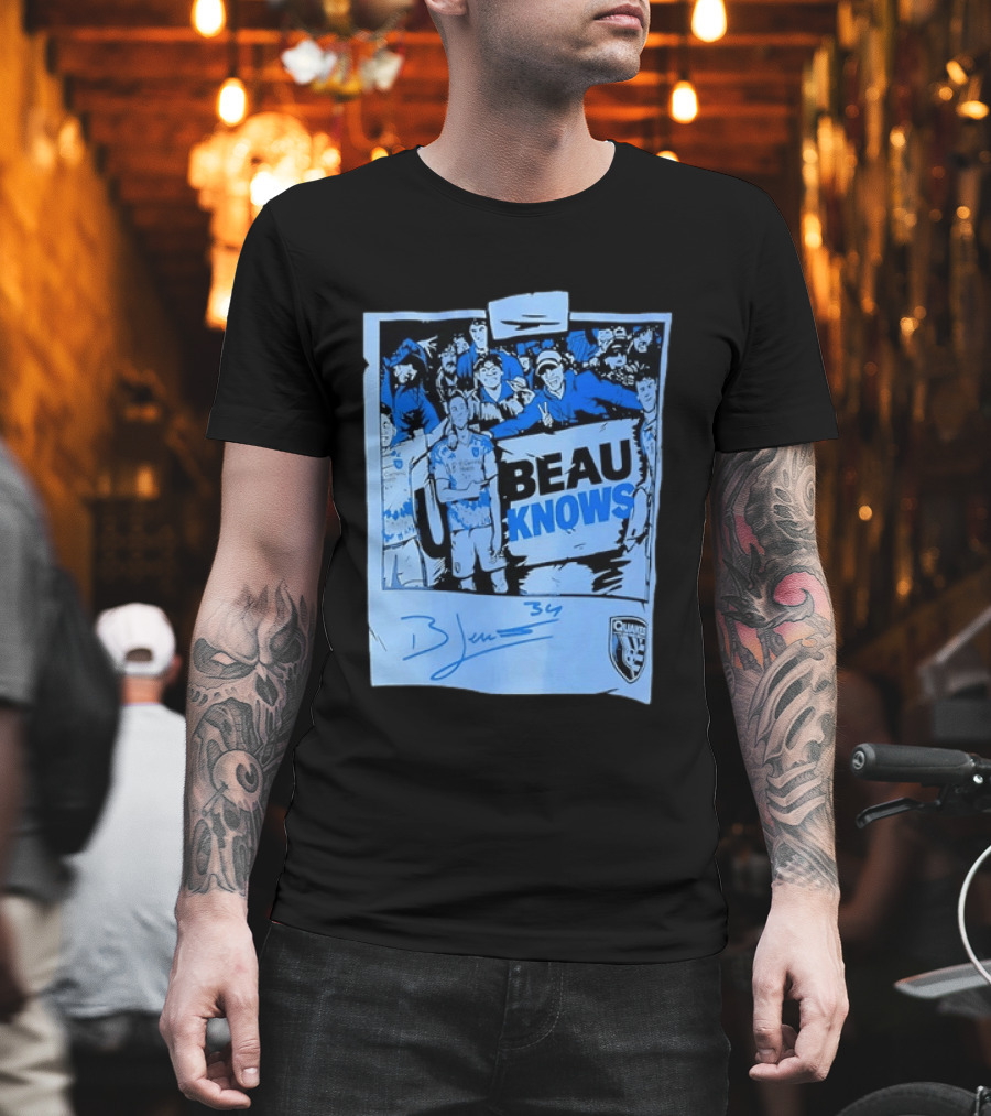 Beau Knows San Jose Earthquakes Soccer Fan Art Blue Signature T-Shirt