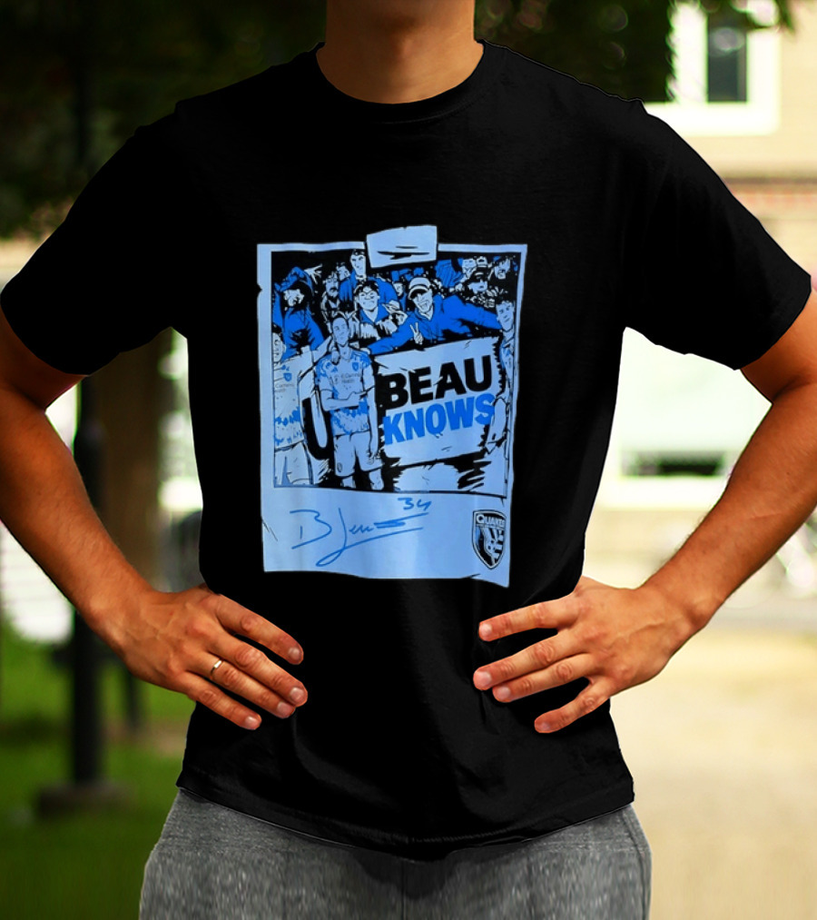 Beau Knows San Jose Earthquakes Soccer Fan Art Blue Signature T-Shirt