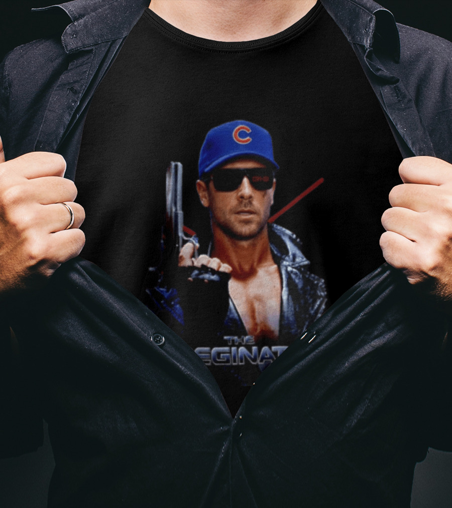 The Breginator Terminator Chicago Cubs Sunglasses Holding Gun T-Shirt