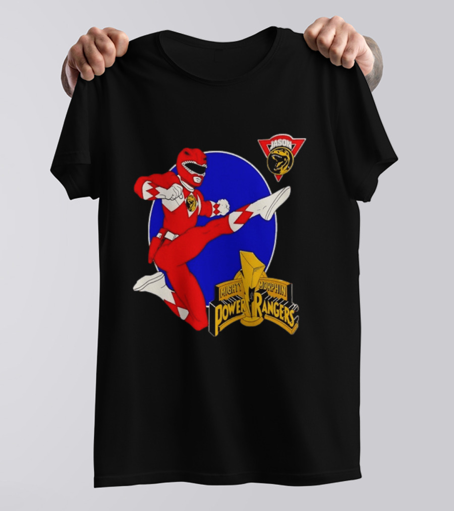 Jason Red Ranger Mighty Morphin Power Rangers Iconic Kick Pose Lion T-Shirt