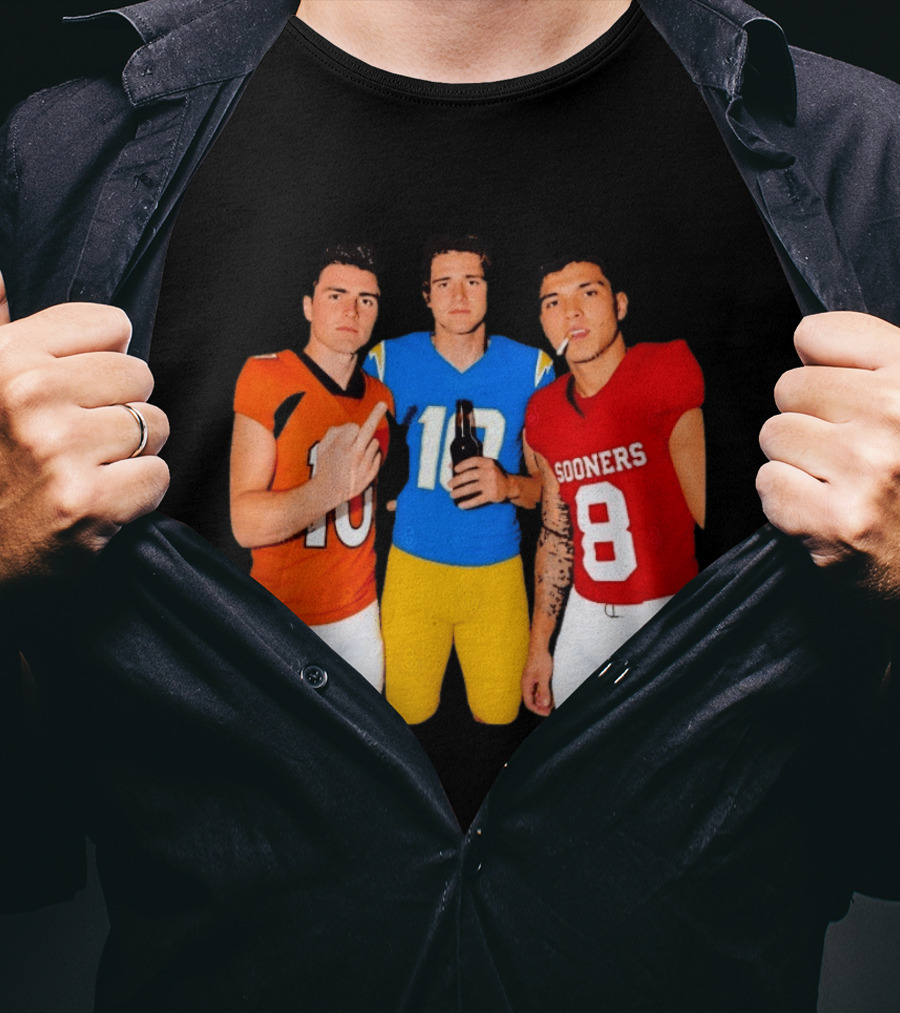 Bo Nix Justin Herbert Dillon Gabriel Football Players Gesture And Cigarette T-Shirt