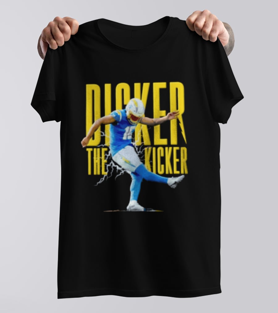 Cameron Dicker The Kicker Football Action Blue And Yellow T-Shirt