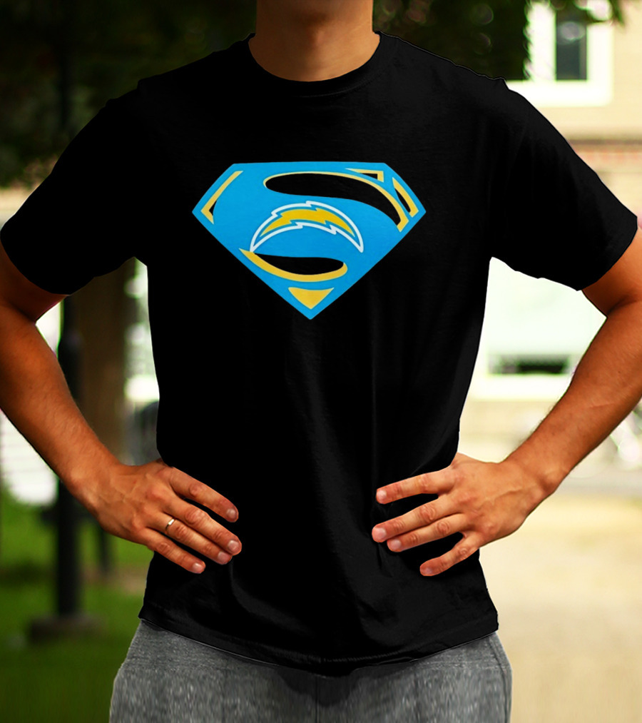Los Angeles Chargers Superman Logo NFL Football Fan Gear T-Shirt