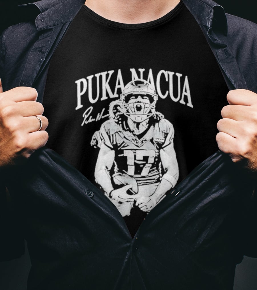 Los Angeles Rams Puka Nacua Number 17 NFL Player Signature T-Shirt