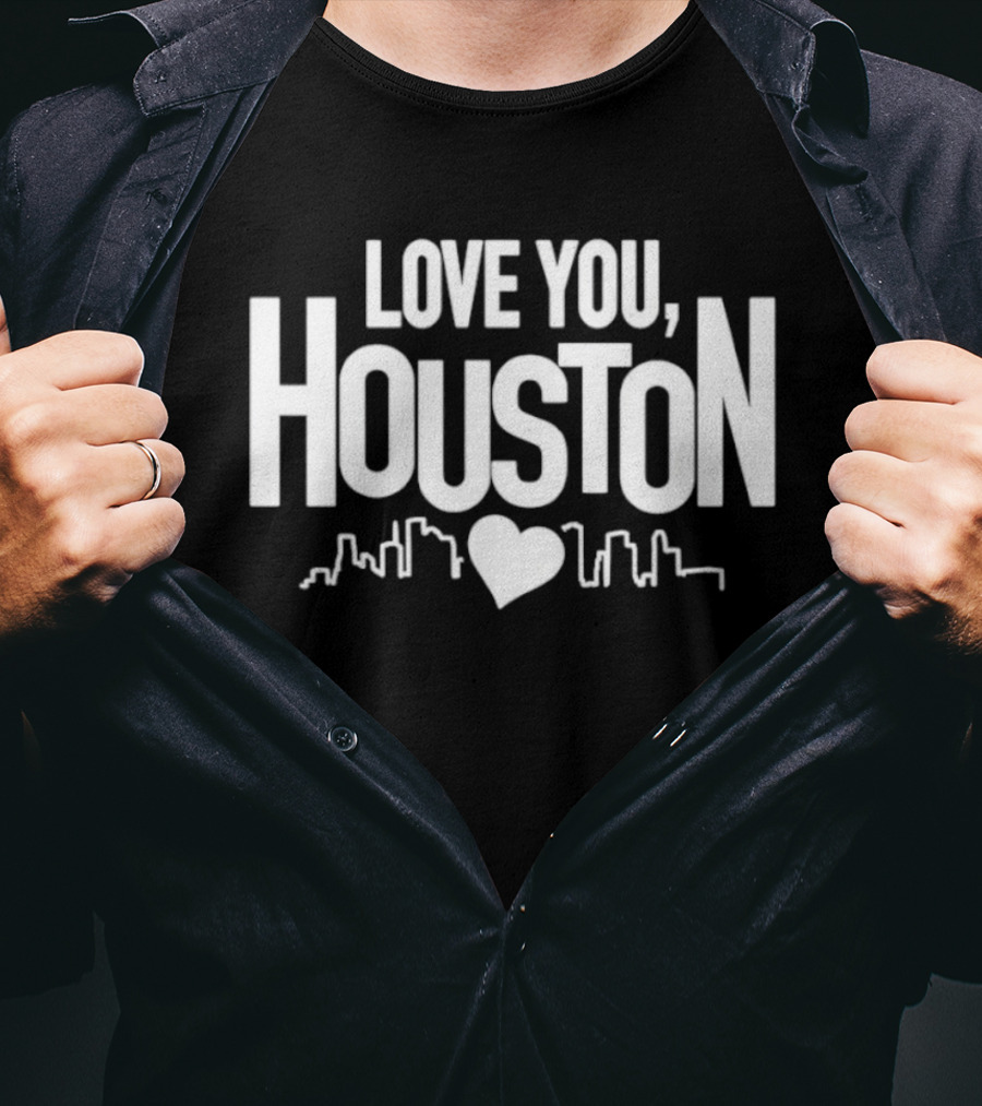 Love You Houston Skyline Heart Texas City Pride T-Shirt
