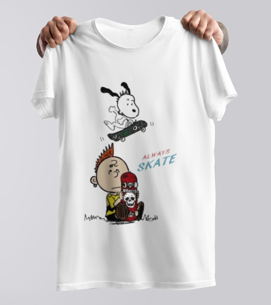 Charlie Brown Snoopy Always Skate NOFX Rancid T-Shirt