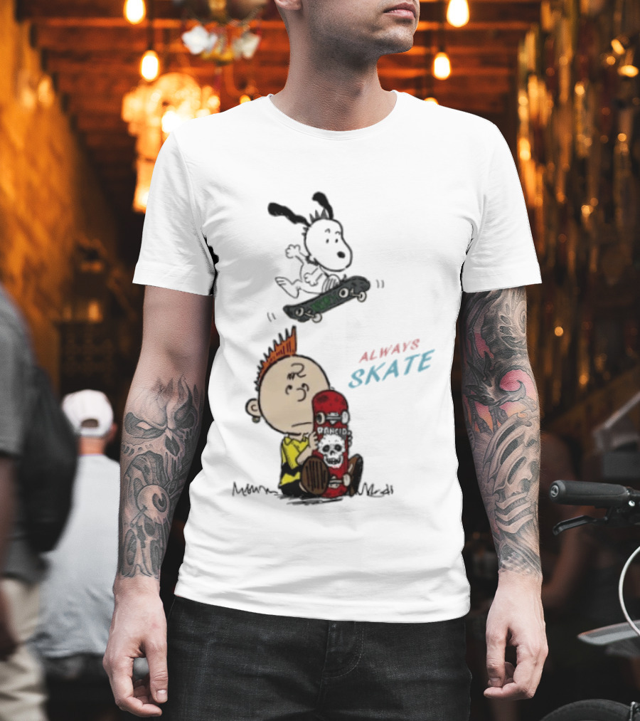 Charlie Brown Snoopy Always Skate NOFX Rancid T-Shirt