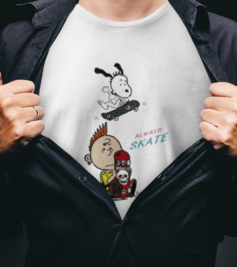 Charlie Brown Snoopy Always Skate NOFX Rancid T-Shirt