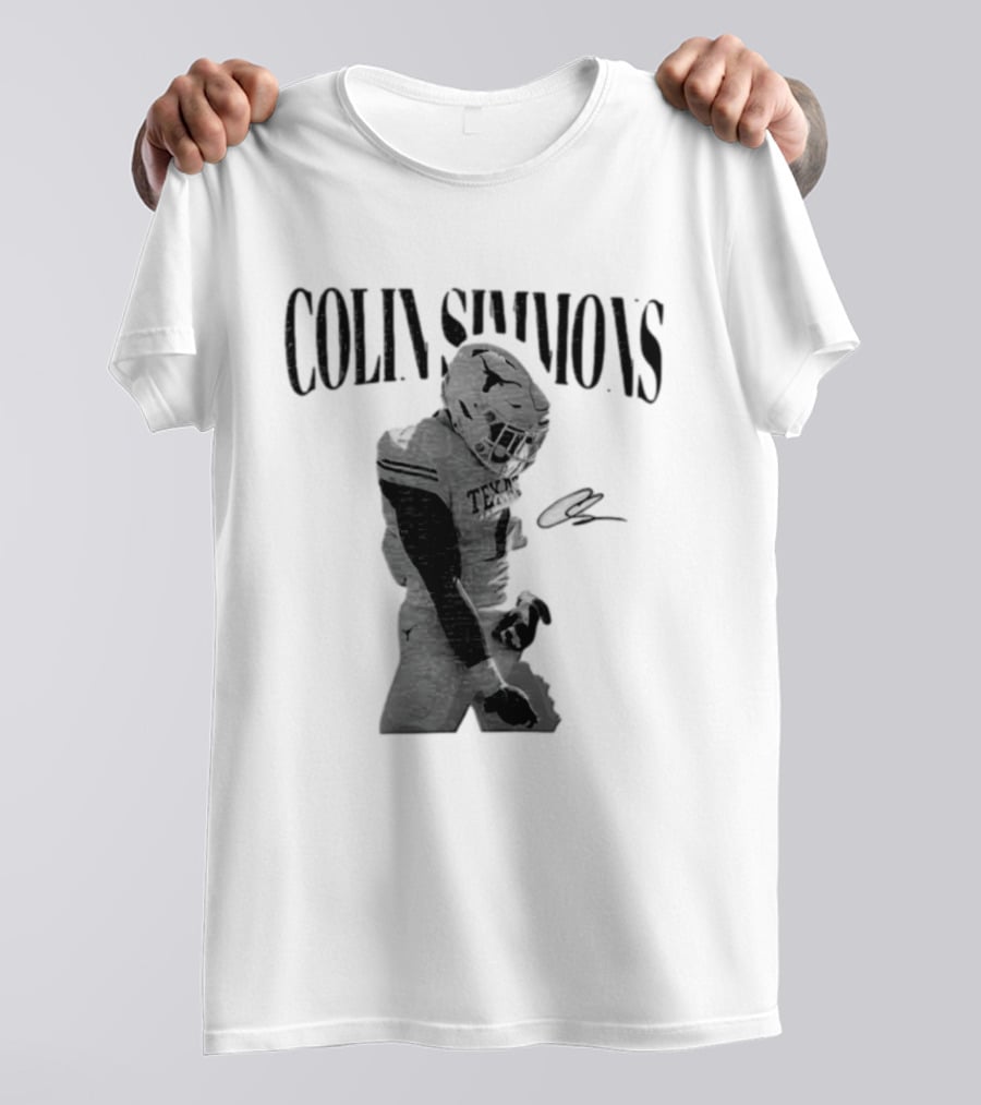 Colin Simmons Texas Longhorns Football Grotesque Sack Celly T-Shirt