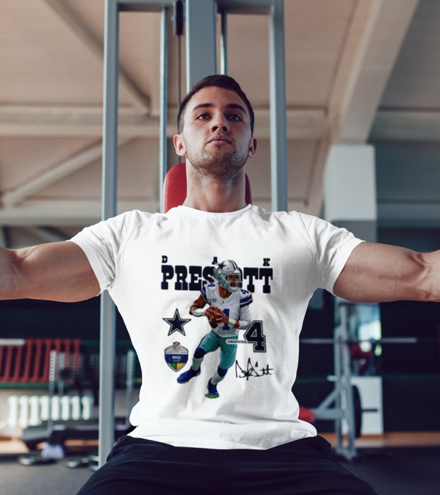 Dak Prescott Dallas Cowboys Quarterback 2026 Football Star Number 4 T-Shirt