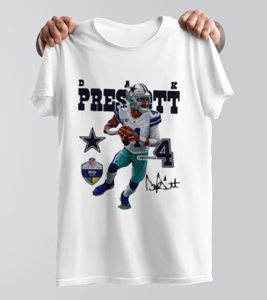 Dak Prescott Dallas Cowboys Quarterback 2026 Football Star Number 4 T-Shirt