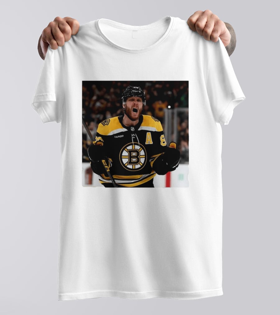 David Pastrnak Bruins Captain Announcement With Iconic Team Jersey Celebration T-Shirt