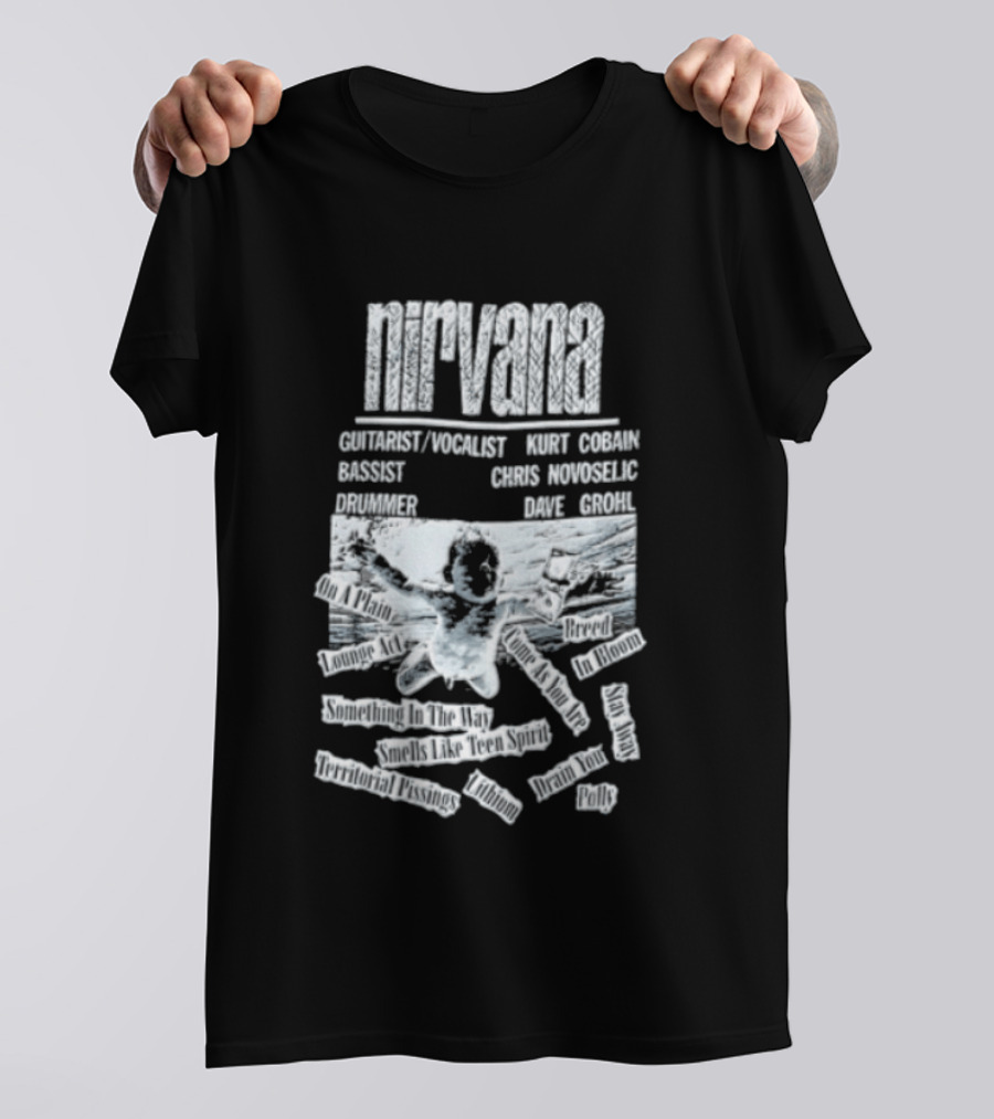 Nirvana Kurt Cobain Krist Novoselic Dave Grohl Spencer Elden Swimming Baby Album T-Shirt