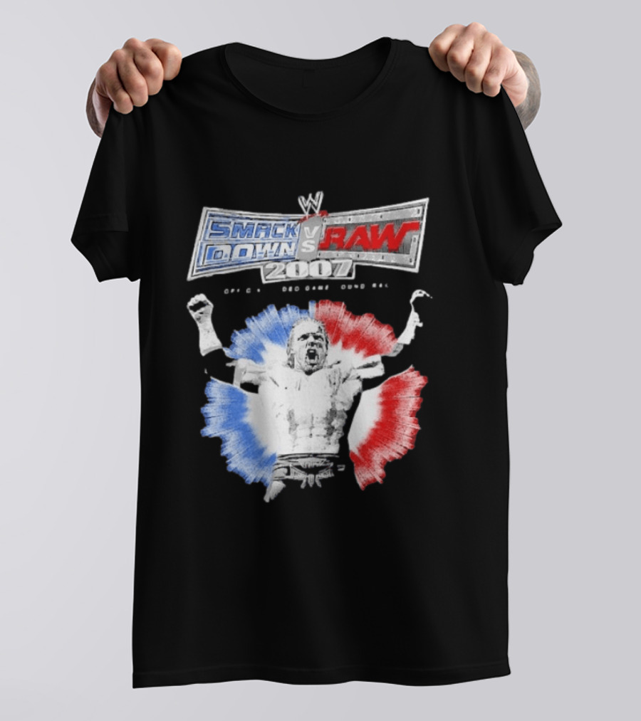 WWE SmackDown Vs Raw 2007 Video Game Soundtrack Fighter Triumph In Blue And Red T-Shirt