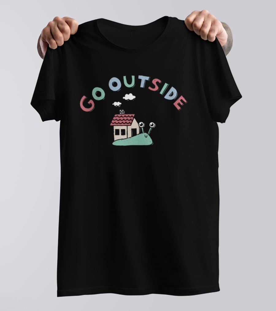 Go Outside Snail With House And Clouds Nature Cartoon T-Shirt