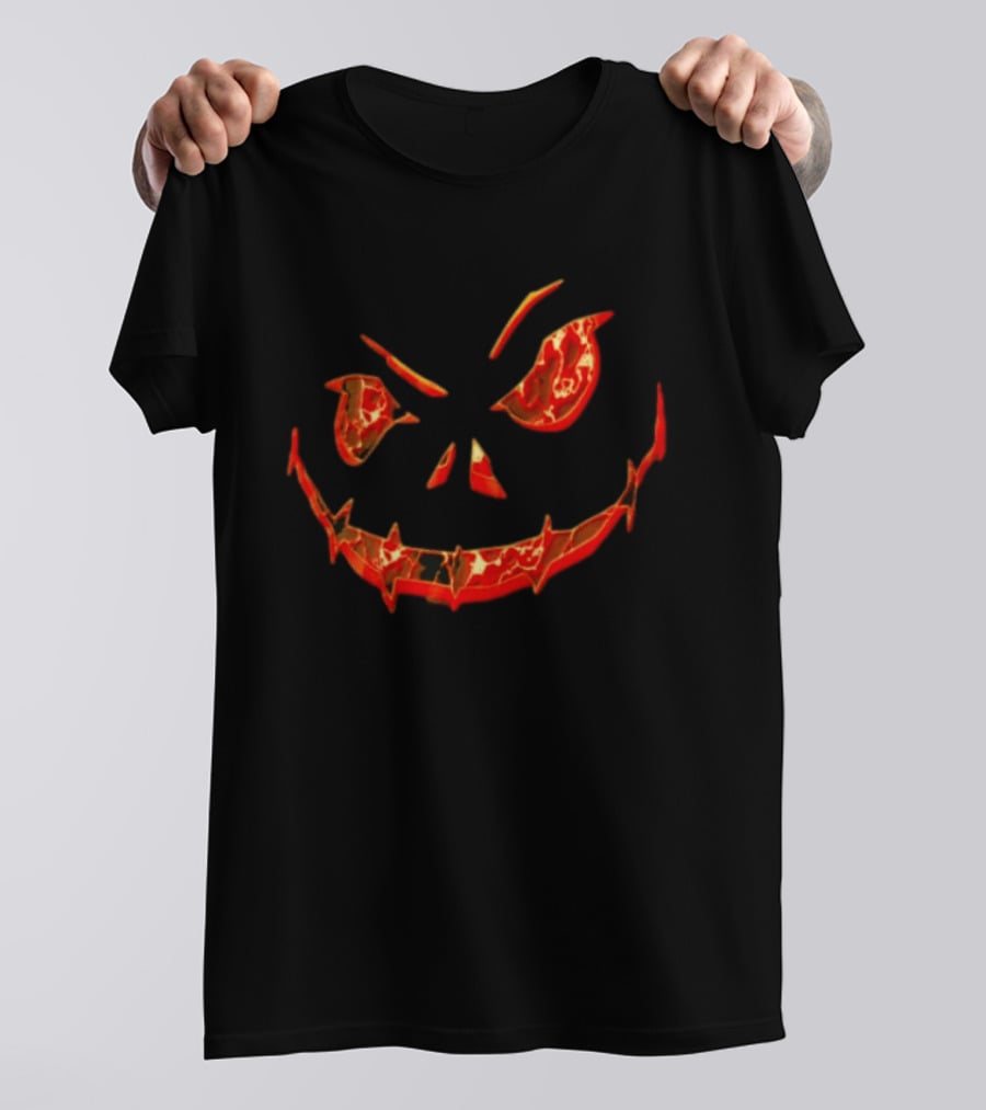 Halloween Evil Pumpkin Face Spooky Grinning Jack O'Lantern T-Shirt