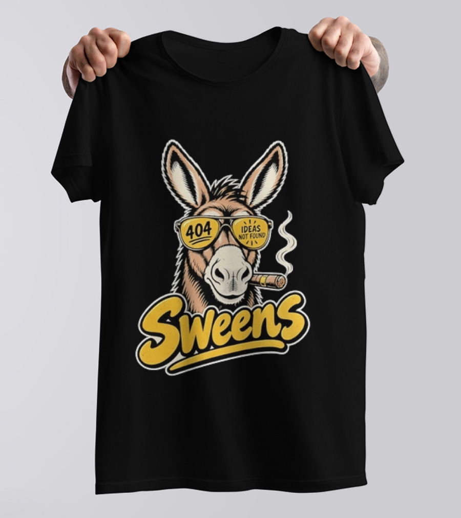 SweenS 404 Ideas Not Found Donkey Cigar Smoking Sunglasses T-Shirt