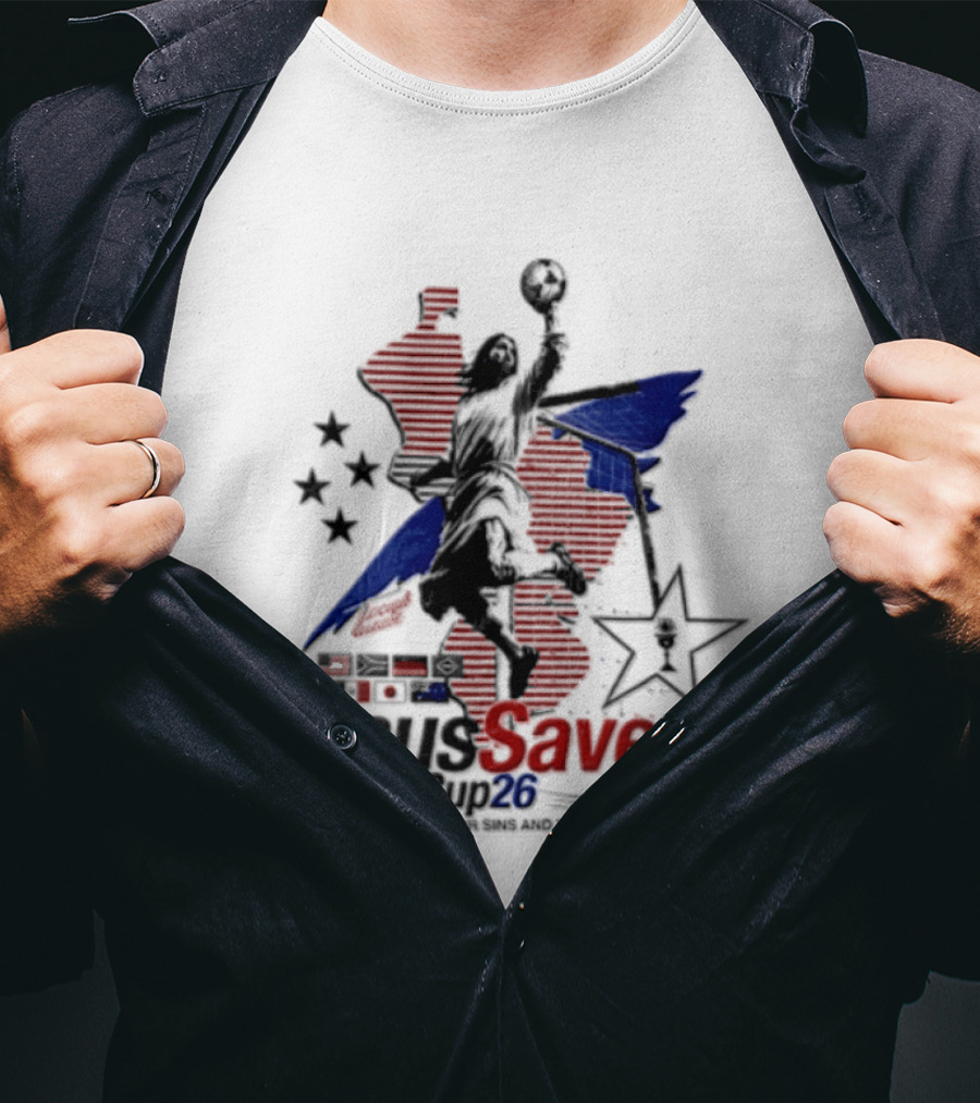 Jesus Saves Heaven Cup 26 Basketball Stars And Stripes T-Shirt