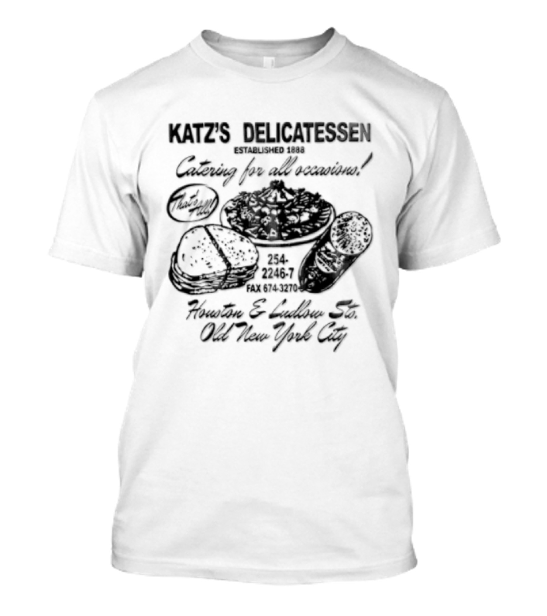 Katz's Delicatessen Catering Pastrami Houston Ludlow Old New York City T-Shirt