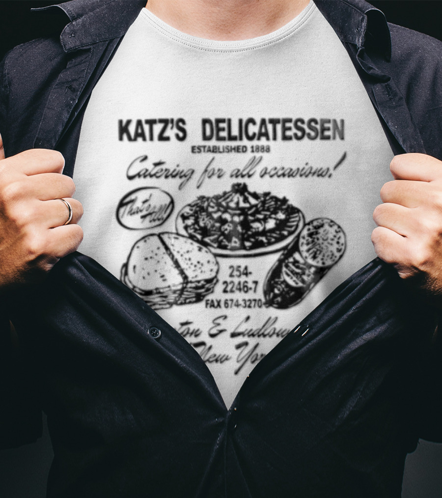 Katz's Delicatessen Catering Pastrami Houston Ludlow Old New York City T-Shirt