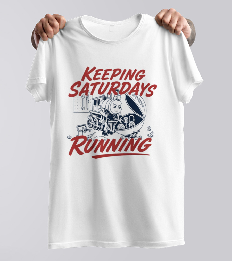 Keeping Saturdays Running Football Train Mechanic Football Train Mechanic Football Train Mechanic T-Shirt