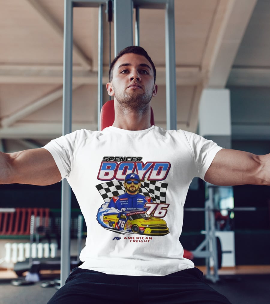 Spencer Boyd 76 American Freight Racing Car Checkered Flag T-Shirt