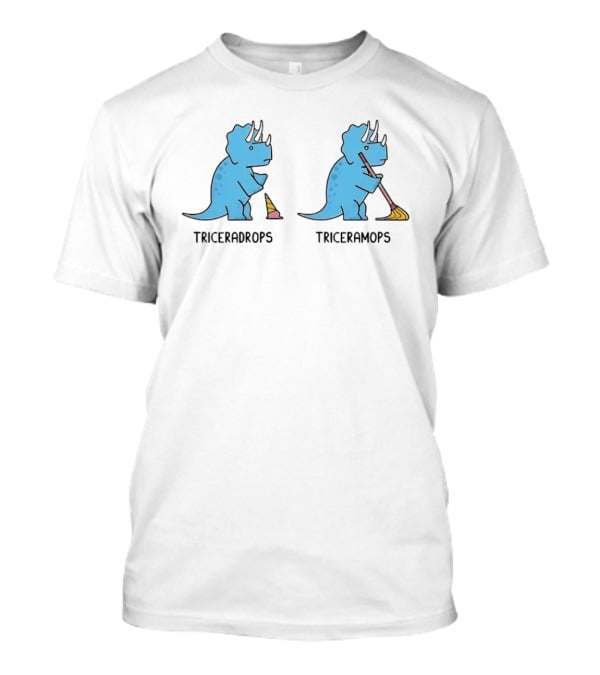 Triceradrops Triceramops Dinosaur Humor Ice Cream Cleaning Cartoon T-Shirt