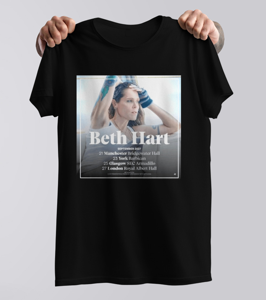 Beth Hart September 2027 UK Concerts Manchester York Glasgow London Tour Dates T-Shirt