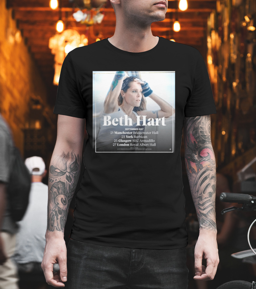 Beth Hart September 2027 UK Concerts Manchester York Glasgow London Tour Dates T-Shirt