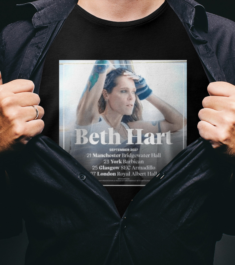 Beth Hart September 2027 UK Concerts Manchester York Glasgow London Tour Dates T-Shirt